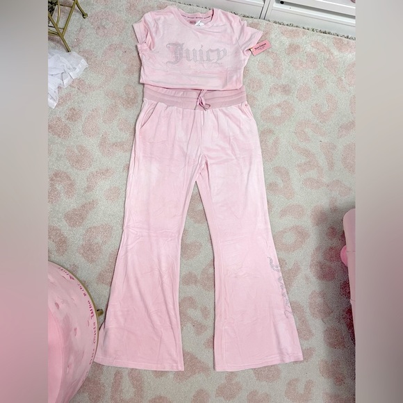 Juicy Couture Pants - Juicy Couture pink velvet velour track set L NWT